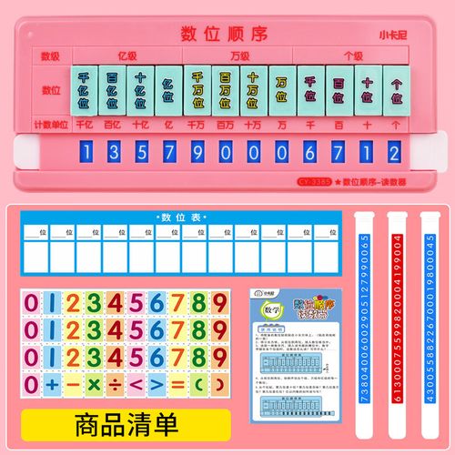 点移位学习数字读数写数小学1-4年级数学教具 数位顺序读数器【粉色】