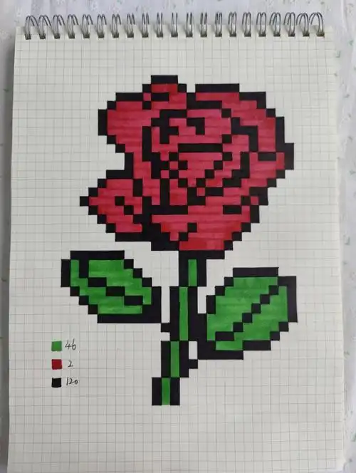 mark#像素画  #拼豆  #像素画教程  #像素画临摹  #玫瑰  #简笔画教程