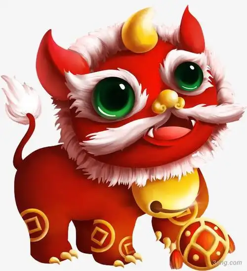 红色年兽png素材透明免抠图片-节日元素