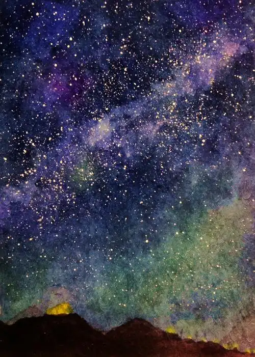 水彩手绘星空