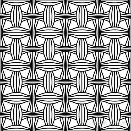 抽象的无缝几何图案与编织装饰.简单的黑白线性波浪条纹纹理.矢量