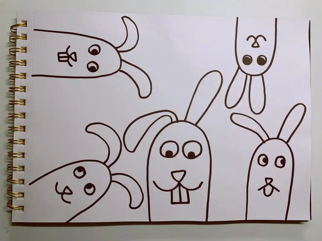 儿童美术96简笔画 儿童美术96适合3-6岁宝贝的简笔画,作品:兔子