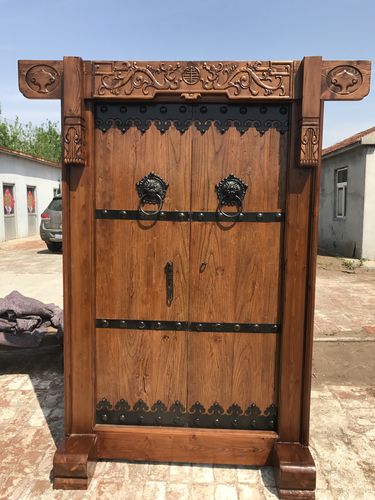 北京实木老榆木仿古中式大门别墅进户门茶楼自建房老式门会所庭院