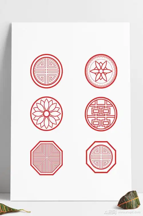 中式国风设计圆形花纹设计素材