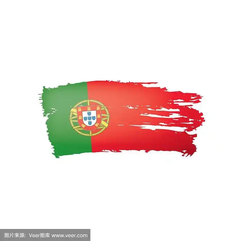 葡萄牙国旗,矢量插图在白色的背景.