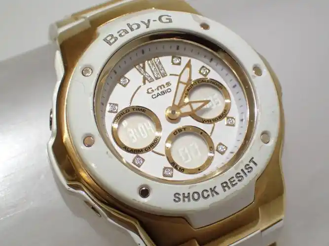 casioカシオ/baby-g/msg-300g/g-ms/アナデジ/腕时计/ホワイト×ゴー