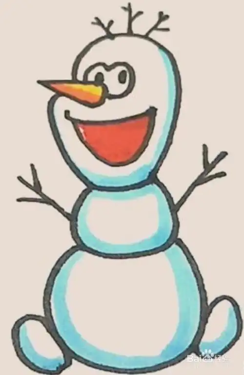 卡通冰雪奇缘雪宝简笔画