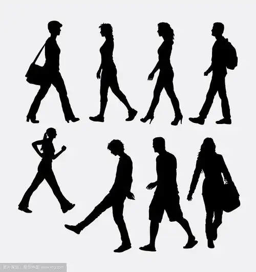 人们步行轮廓