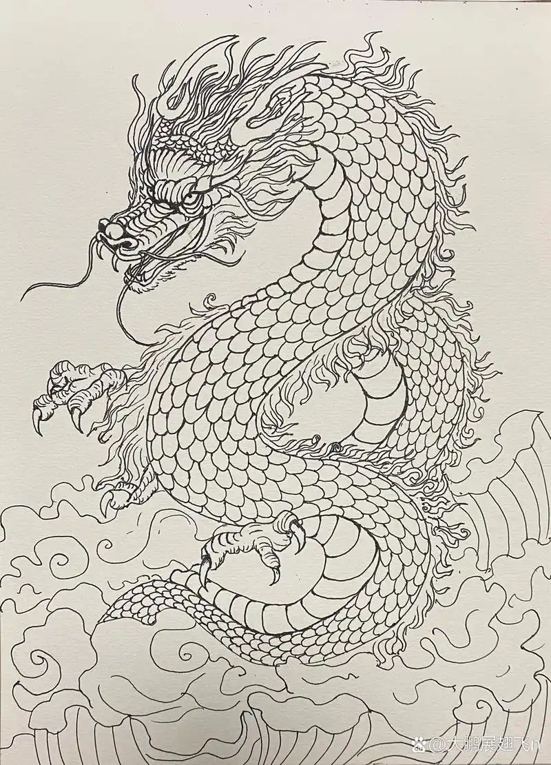 青龙—手绘全过程 一条小青龙来啦,纯手绘