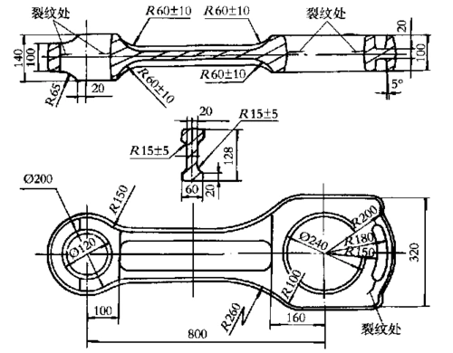 > 大型连杆锻造成形工艺分析  连杆是发动机中的重要零件之一,连杆的