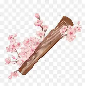 水彩乐器古琴