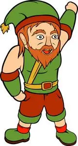 卡通快乐小矮人战士快乐卡通圣诞小矮人隔离白色背景彩色插图儿童卡通