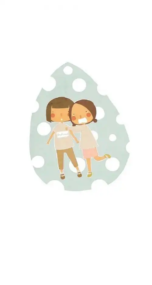 一组表现闺蜜之间友情亲密感觉的可爱卡通插画图片