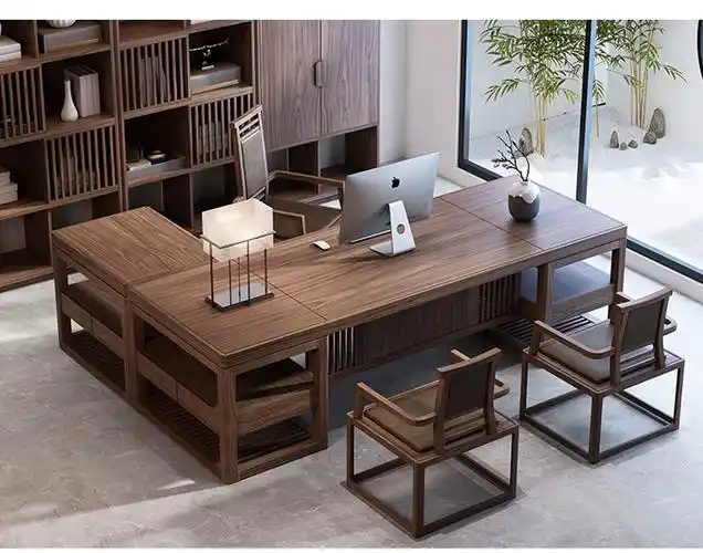 班奇盾新中式实木办公桌老板桌老板办公桌大气办公室家具总裁桌大班台