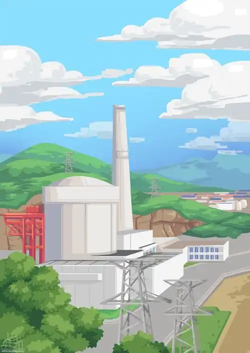 偏向卡通画风绘制了秦山一期核电站 偏向卡通画风绘制了秦山一期核