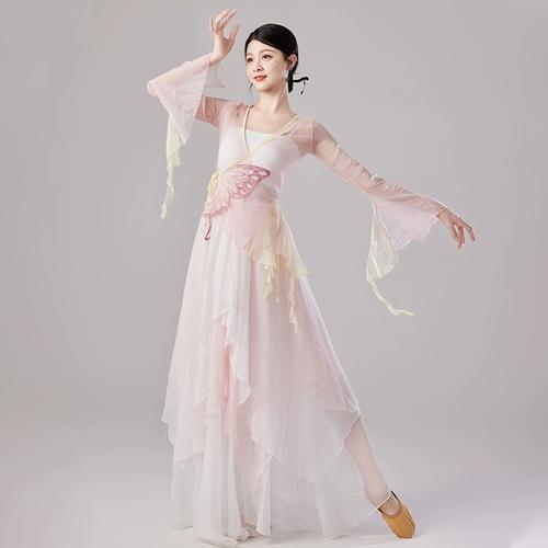 古典舞演出服女裤裙飘逸仙气舞蹈服中国舞网纱开衫练功表演服装
