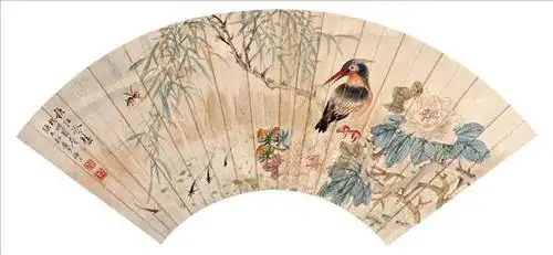 张大壮 秋江冷艳 扇面