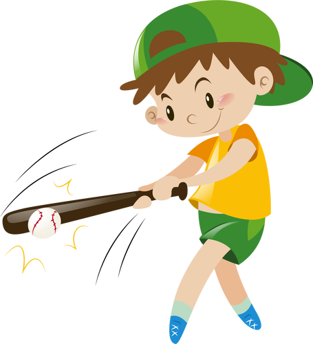 运动可爱卡通棒球运动人物手绘儿童棒球足球插画店面招牌