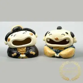 传统和风羽田佳子作哈哈大笑福助多福多乐可爱陶制摆件日本代购