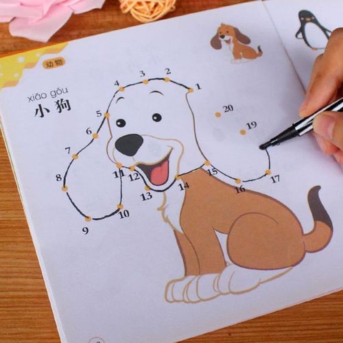 儿童数字连线画幼儿园益智涂色绘本宝宝启蒙简笔画描画填色画本