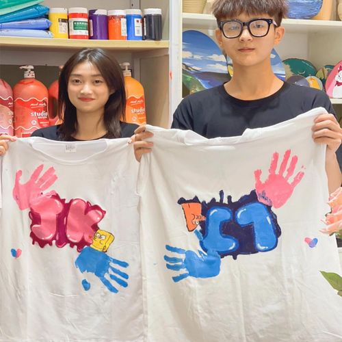 儿童手绘diy白色空白扎染短袖t恤幼儿园班服绘画涂鸦亲子装文化衫