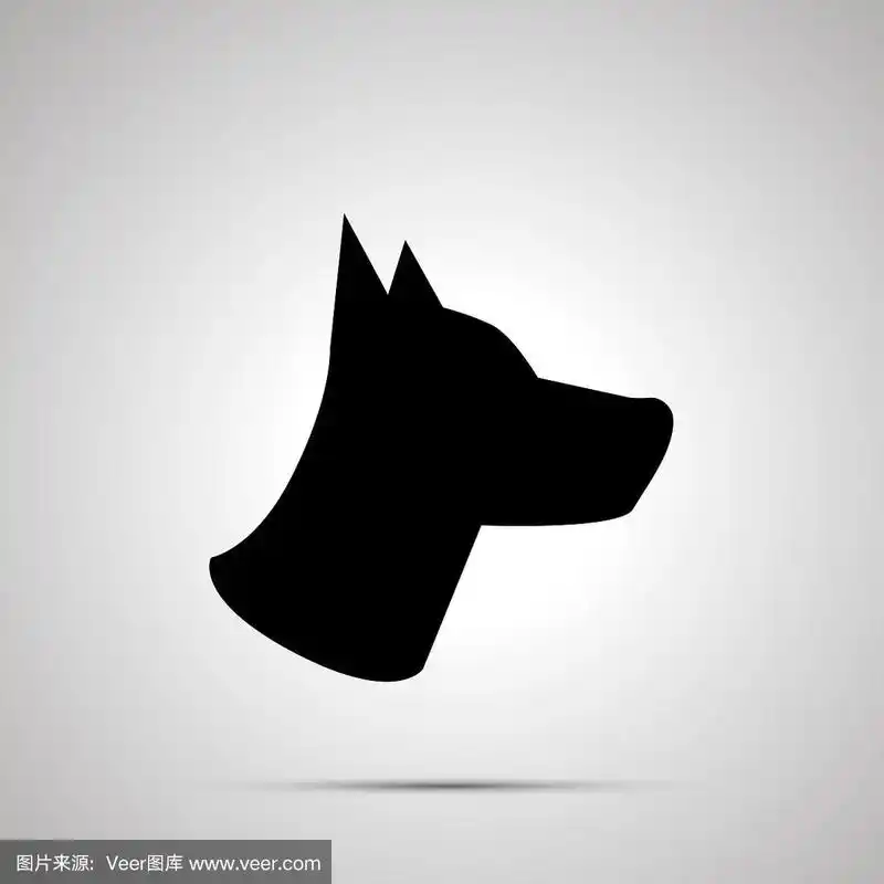 狗头剪影,简单的黑色图标