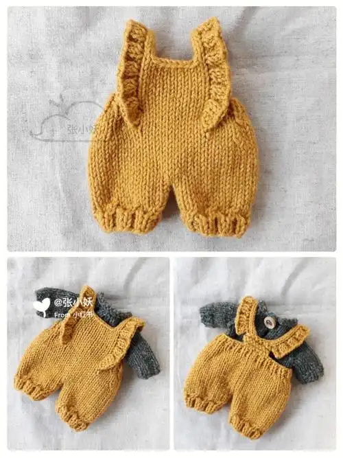 棒针图解娃衣系列之花边背带裤连体裤