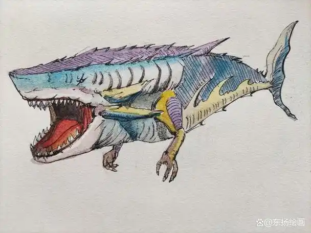 手绘变异大鲨鱼,海洋真正的"巨无霸",破坏环境导致的恶果