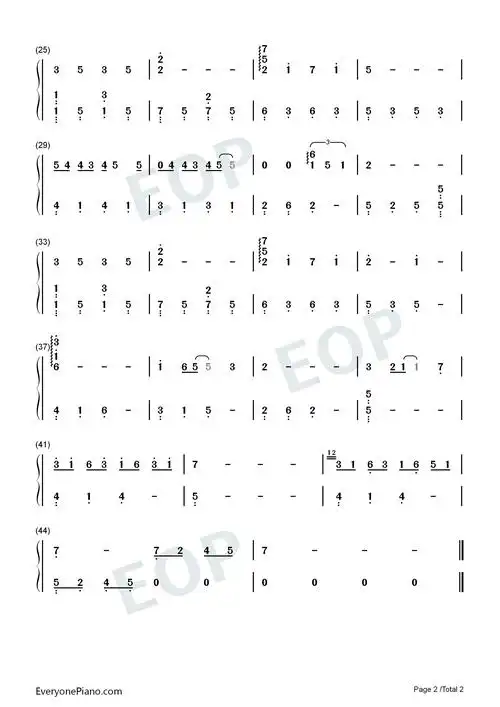 学不会-简单版-林俊杰双手简谱预览2