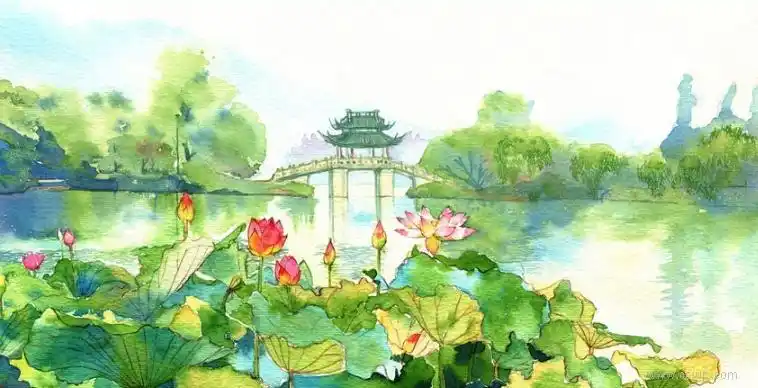 西湖十景:苏堤春晓,曲院风荷,平湖秋月,断桥残雪,柳浪闻莺,花港观鱼