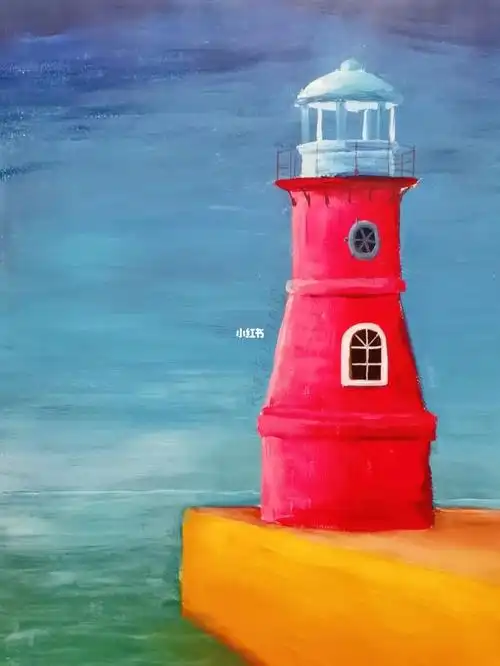 南澳岛灯塔水粉