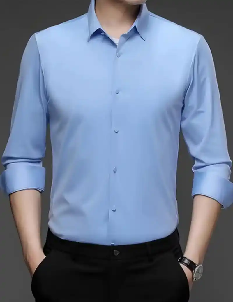 时尚不凡,高级商务冰丝抗皱男士短袖衬衫.