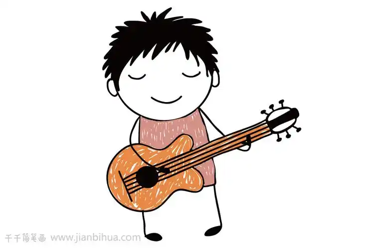 弹吉他的男孩简笔画