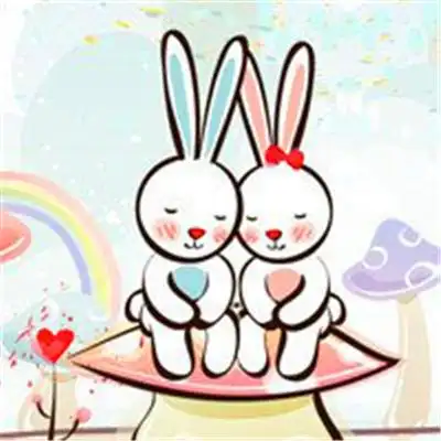 两只兔子情头卡通头像,情侣头像图片-回车桌面