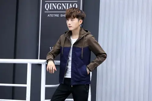 男生夹克韩版潮流帅气修身春秋冬季加绒加厚学生百搭外套