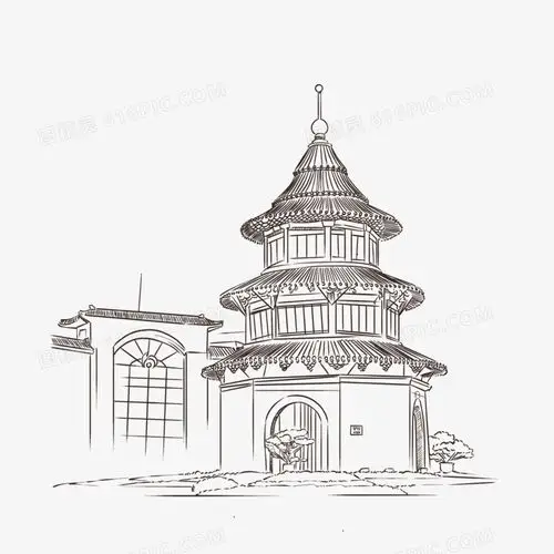 关键词:元素免抠旅游景点建筑物古代建筑手绘扬州文昌阁江苏白描线稿