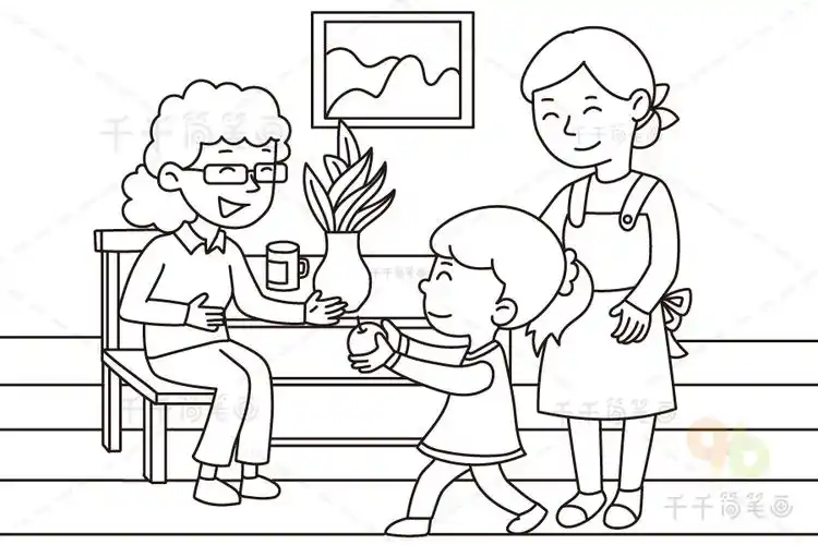 看图写话 家里来客人_单图专项训练简笔画