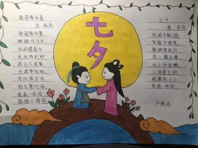 七夕手抄报简单又漂亮图片大全