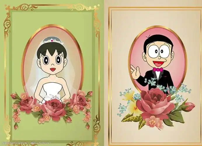 哆啦a梦大雄静香婚礼海报图片