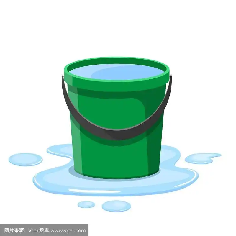 水桶与水矢量设计插图孤立的白色背景