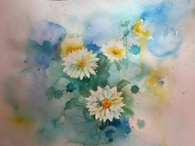 水彩小雏菊附过程图