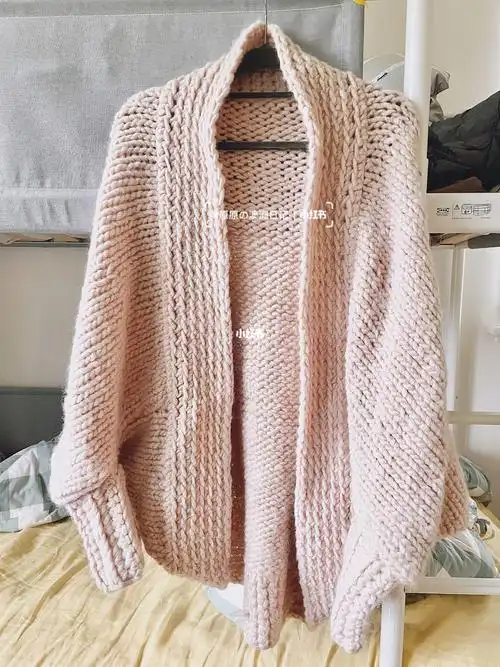 棒针编织改版oversize粗线羊毛开衫