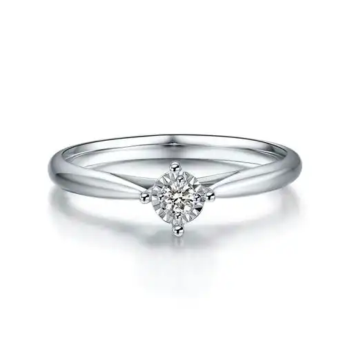 钻石戒指18k白金au750黄金20分钻戒显大订婚手饰