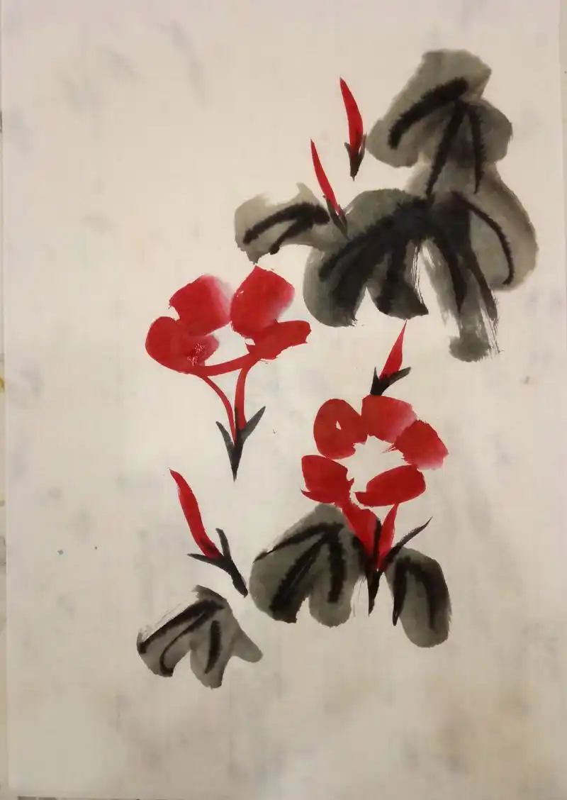 儿童国画课件:如何教会孩子画水墨牵牛花(内含绘画步骤图)