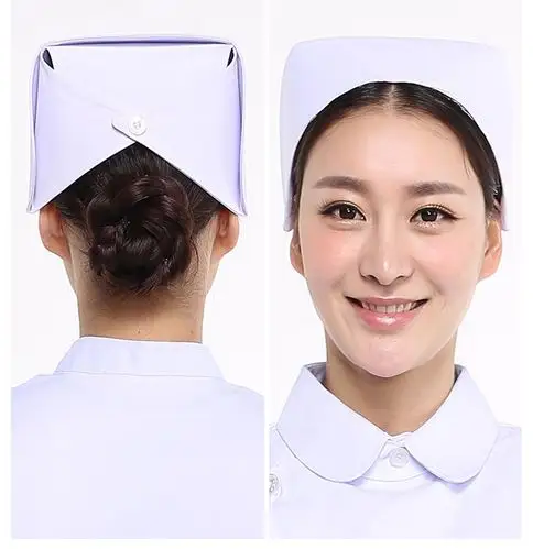 医生白色粉色浅蓝色浅绿色加厚涤卡燕尾带杠护理部主任美容护士帽