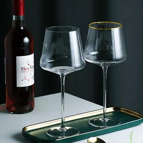 欧式无铅水晶玻璃红酒杯家用方形高脚杯一对情侣勃艮第葡萄酒杯子