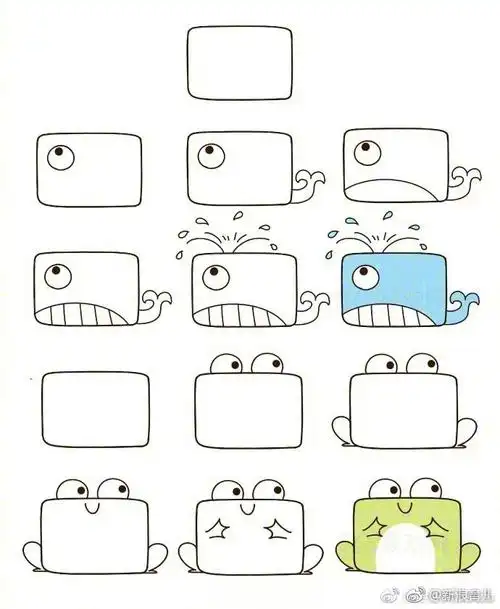 用长方形画出各种小动物