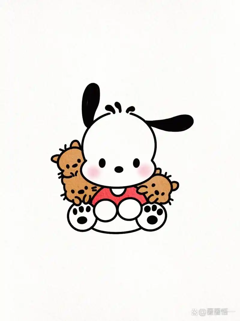 超可爱的帕恰狗简笔画|萌萌的手帐贴纸素材 可爱的小狗狗,快来试试看