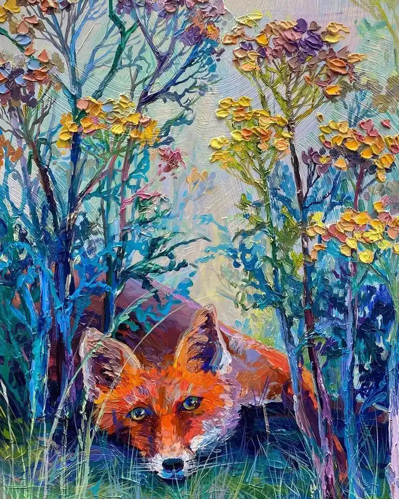 一组刮刀油画作品,这色彩搭配的太好了