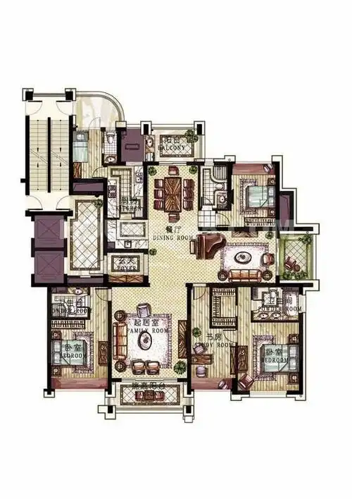 名城公馆5a户型4室2厅2卫1厨249.00㎡